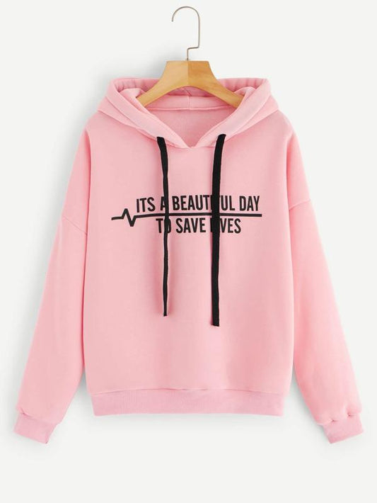 Sentence Graphic Drop Shoulder Hoodie - INS | Online Fashion Free Shipping Clothing, Dresses, Tops, Shoes