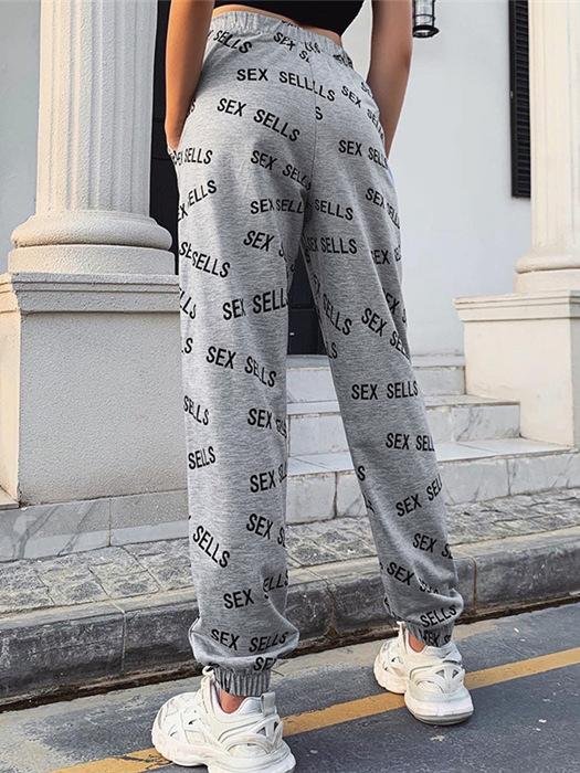 Sex Sells Graphic Marled Joggers - Pants - INS | Online Fashion Free Shipping Clothing, Dresses, Tops, Shoes - 02/03/2021 - Autumn - Bottoms