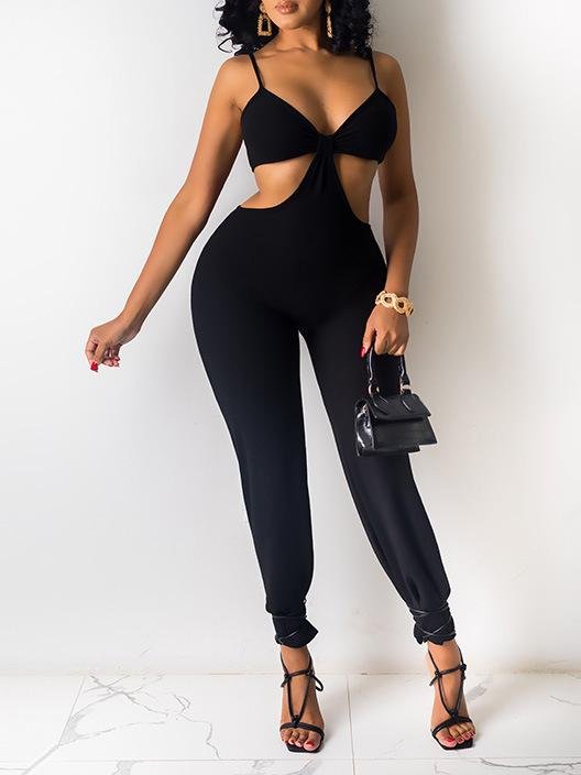 Sexy Halter Sleeveless Hollow Sling Skinny Jumpsuit - Jumpsuits & Rompers - INS | Online Fashion Free Shipping Clothing, Dresses, Tops, Shoes - 20-30 - 24/06/2021 - Bottoms