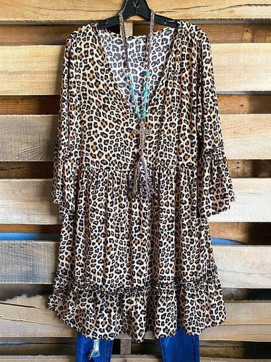 Sexy Leopard Print V-Neck Dress - INS | Online Fashion Free Shipping Clothing, Dresses, Tops, Shoes