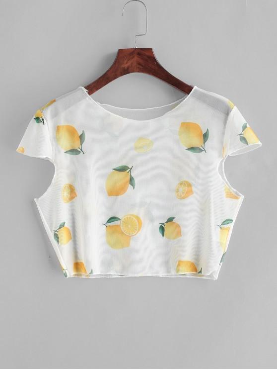 Sheer Mesh Lemon Print Crop Top - INS | Online Fashion Free Shipping Clothing, Dresses, Tops, Shoes