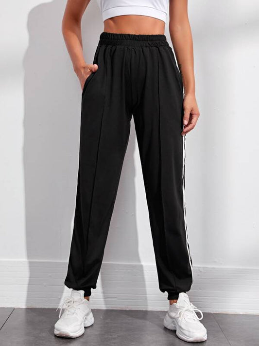 Side Stripe Elastic Waist Joggers - INS | Online Fashion Free Shipping Clothing, Dresses, Tops, Shoes