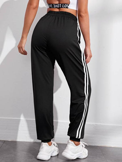 Side Stripe Elastic Waist Joggers - INS | Online Fashion Free Shipping Clothing, Dresses, Tops, Shoes