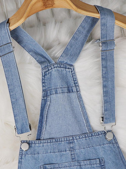 Simple Casual Drawstring Pocket Denim Jumpsuit - Jumpsuits & Rompers - INS | Online Fashion Free Shipping Clothing, Dresses, Tops, Shoes - 29/06/2021 - 30-40 - Bottom