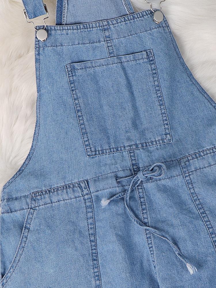 Simple Casual Drawstring Pocket Denim Jumpsuit - Jumpsuits & Rompers - INS | Online Fashion Free Shipping Clothing, Dresses, Tops, Shoes - 29/06/2021 - 30-40 - Bottom