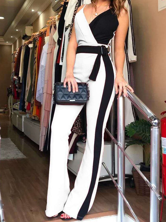 Simple Deep V-Neck Sleeveless Suspender Jumpsuit - Jumpsuits & Rompers - INS | Online Fashion Free Shipping Clothing, Dresses, Tops, Shoes - 30-40 - 30/06/2021 - Bottom