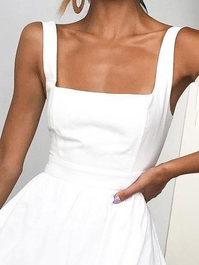 Simple Suspender Square Neck Backless Dress - Midi Dresses - INS | Online Fashion Free Shipping Clothing, Dresses, Tops, Shoes - 13/07/2021 - 20-30 - color-black