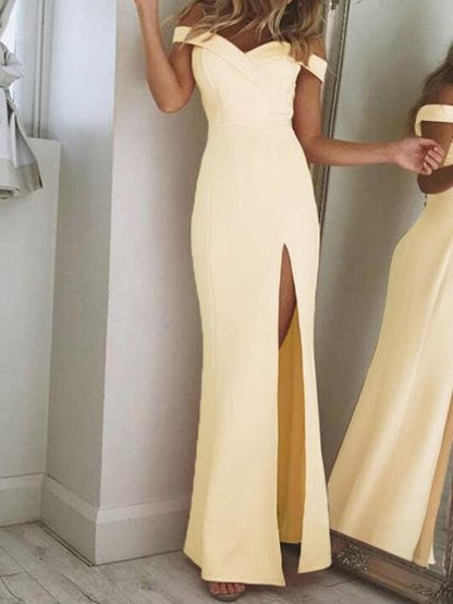 Simple Tube Top Slit Low Cut Maxi Dress - Maxi Dresses - INS | Online Fashion Free Shipping Clothing, Dresses, Tops, Shoes - 10-20 - 29/06/2021 - Category_Maxi Dresses