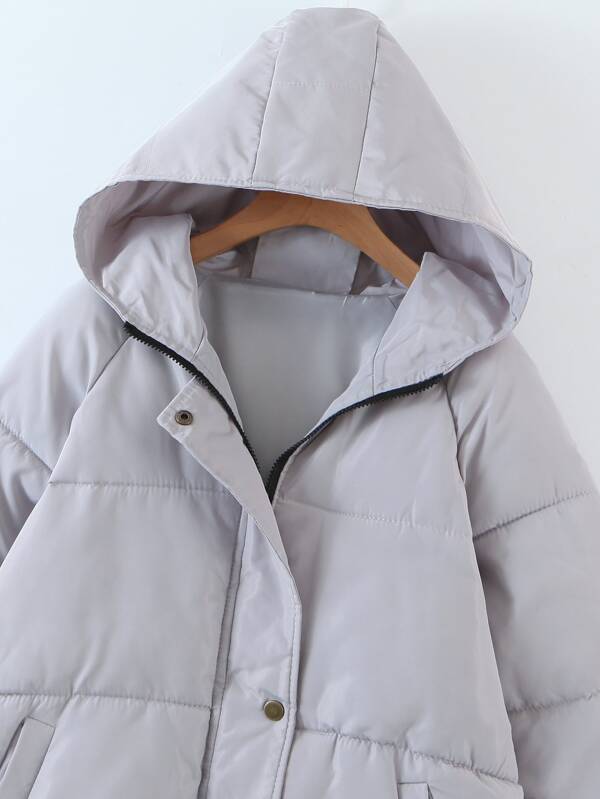 Single Breasted Hooded Puffer Coat - INS | Online Fashion Free Shipping Clothing, Dresses, Tops, Shoes