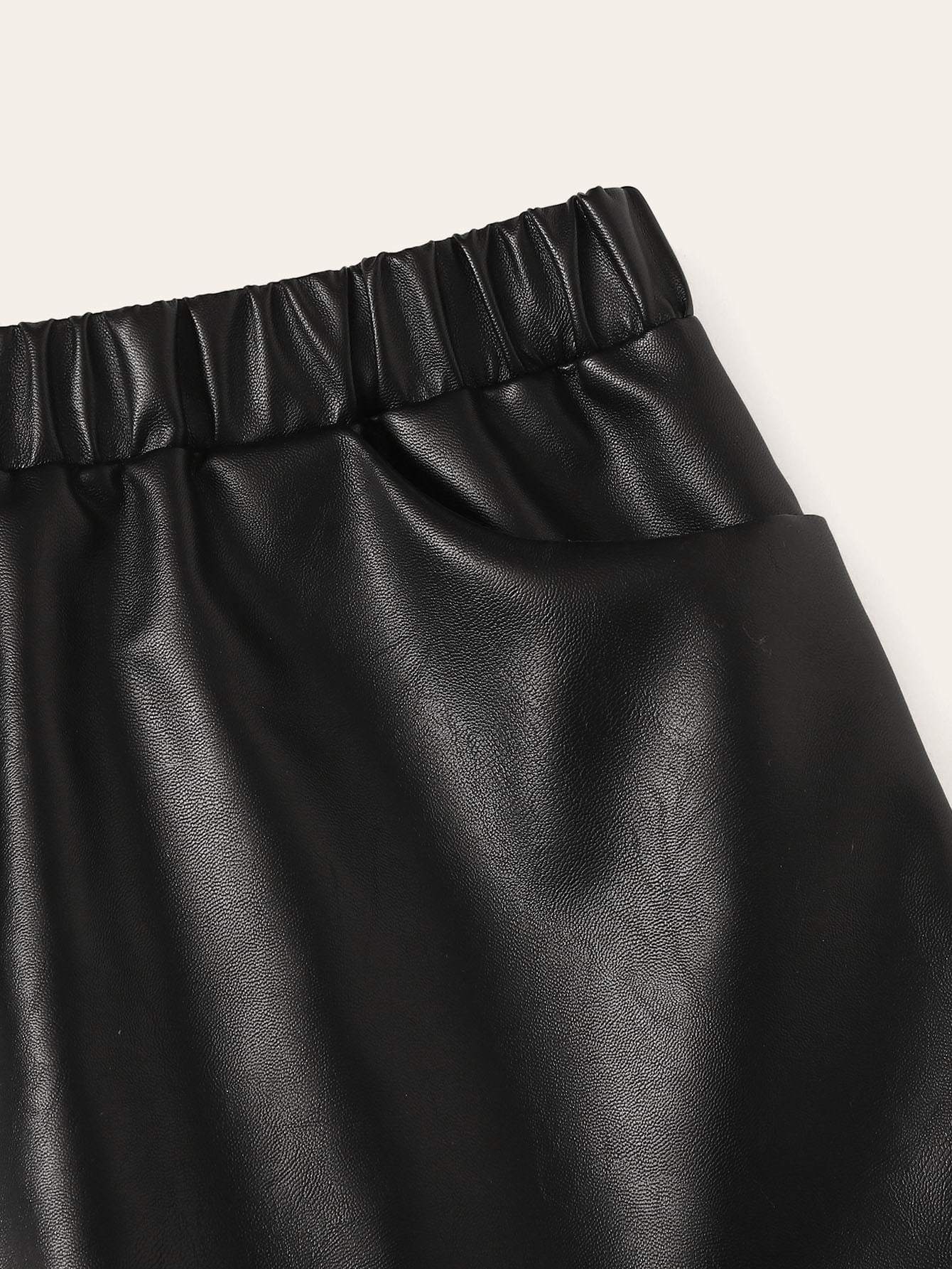 Slant Pocket PU Leather Skirt - INS | Online Fashion Free Shipping Clothing, Dresses, Tops, Shoes