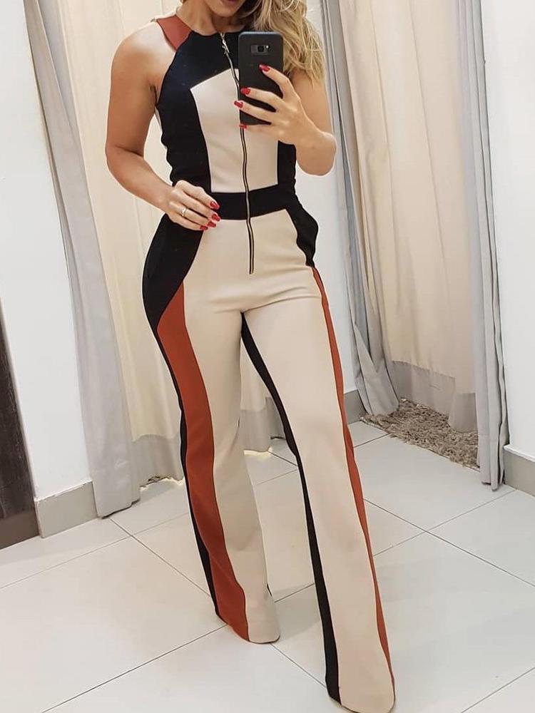 Sleeveless Contrast Bodycon Jumpsuit - Jumpsuit & Rompers - INS | Online Fashion Free Shipping Clothing, Dresses, Tops, Shoes - 02/07/2021 - 40-50 - Bottoms