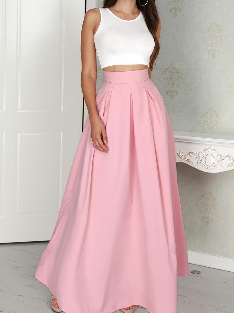 Sleeveless Cropped Top & Pleated Skirt Sets - Two-piece Outfits - INS | Online Fashion Free Shipping Clothing, Dresses, Tops, Shoes - 30/04/2021 - Category_Skirt Sets - Color_Pink