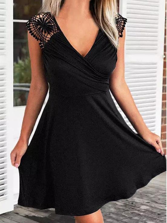 Sleeveless Deep V-Neck Glamorous Mini Dress - Mini Dresses - INS | Online Fashion Free Shipping Clothing, Dresses, Tops, Shoes - 20-30 - 22/07/2021 - Category_Mini Dresses