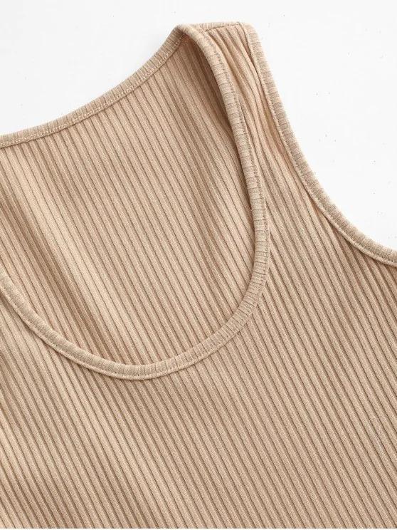 Sleeveless Flap Detail Ribbed Romper - INS | Online Fashion Free Shipping Clothing, Dresses, Tops, Shoes