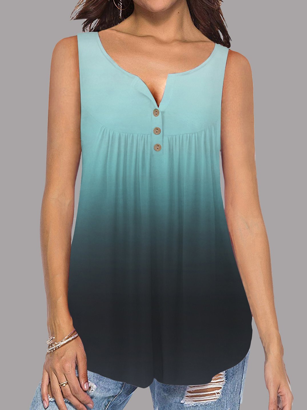 Sleeveless Gradient Tank Top - Tank Tops - INS | Online Fashion Free Shipping Clothing, Dresses, Tops, Shoes - 11/06/2021 - Color_Black - Color_Green