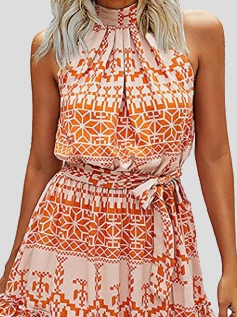 Sleeveless Off Shoulder Polka-dot Print Dress - Mini Dresses - INS | Online Fashion Free Shipping Clothing, Dresses, Tops, Shoes - 20-30 - 30/06/2021 - color-apricot