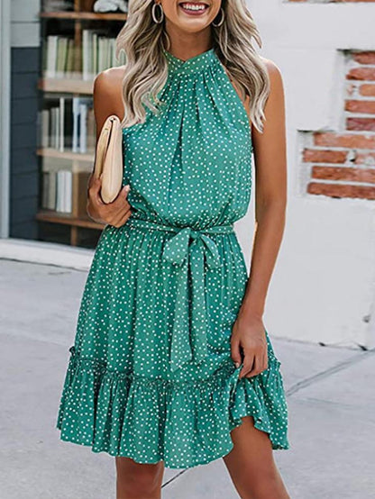 Sleeveless Off Shoulder Polka-dot Print Dress - Mini Dresses - INS | Online Fashion Free Shipping Clothing, Dresses, Tops, Shoes - 20-30 - 30/06/2021 - color-apricot