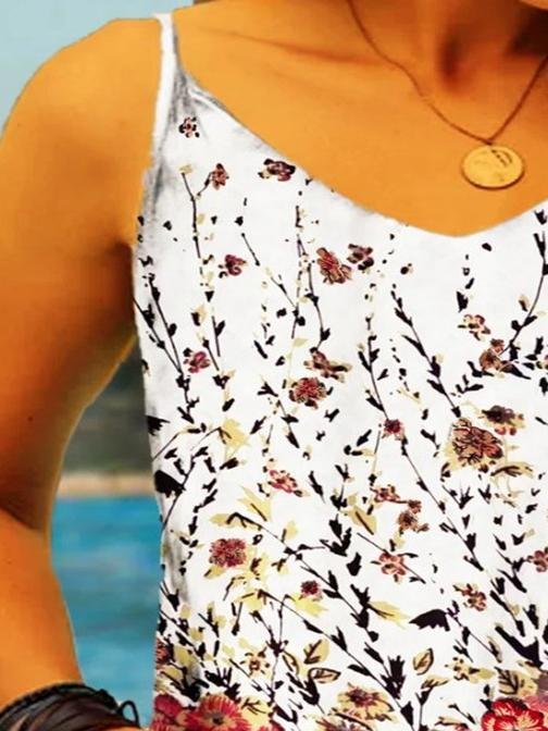 Sleeveless Sling V Print Vest - Tank Tops - INS | Online Fashion Free Shipping Clothing, Dresses, Tops, Shoes - 10/06/2021 - Color_White - Size_2XL