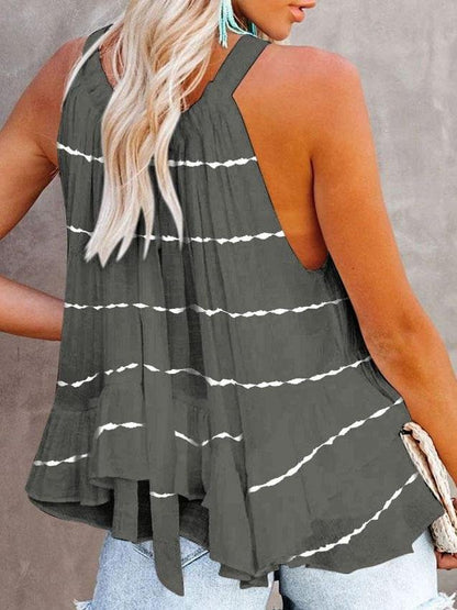 Sleeveless Striped Off-shoulder Pleated Top - Tank Tops - INS | Online Fashion Free Shipping Clothing, Dresses, Tops, Shoes - 20-30 - 26/07/2021 - color-black