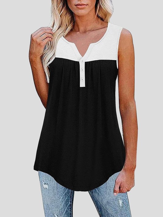Sleeveless V-Neck Button Paneling Tank Tops - Tank Tops - INS | Online Fashion Free Shipping Clothing, Dresses, Tops, Shoes - 10-20 - 19/06/2021 - Category_Tank Tops