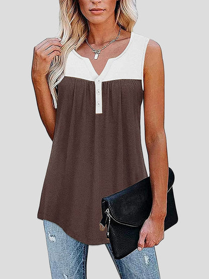 Sleeveless V-Neck Button Paneling Tank Tops - Tank Tops - INS | Online Fashion Free Shipping Clothing, Dresses, Tops, Shoes - 10-20 - 19/06/2021 - Category_Tank Tops