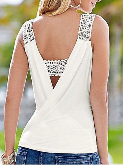 Sleeveless V-neck Halter Chiffon Vest - Tank Tops - INS | Online Fashion Free Shipping Clothing, Dresses, Tops, Shoes - 10-20 - 21/07/2021 - color-white