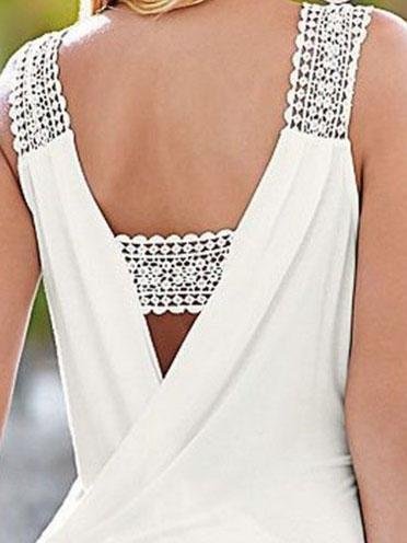 Sleeveless V-neck Halter Chiffon Vest - Tank Tops - INS | Online Fashion Free Shipping Clothing, Dresses, Tops, Shoes - 10-20 - 21/07/2021 - color-white