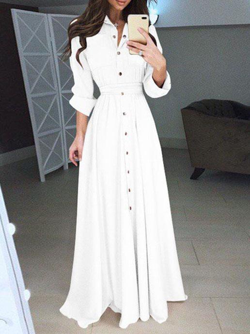 Slim-fit Long-sleeved Buttoned Lace Dress - Maxi Dresses - INS | Online Fashion Free Shipping Clothing, Dresses, Tops, Shoes - 28/06/2021 - 30-40 - color-black