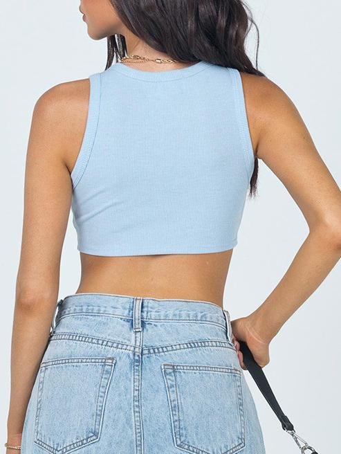 Slim-fit Round Neck Solid Pullover Crop Vest - Tank Tops - INS | Online Fashion Free Shipping Clothing, Dresses, Tops, Shoes - 10-20 - 24/06/2021 - color-apricot