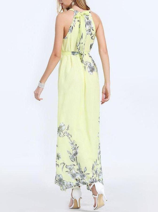 Slim Fit Sleeveless Print Dress - Dresses - INS | Online Fashion Free Shipping Clothing, Dresses, Tops, Shoes - 2XL - Color_Pink - Color_Yellow