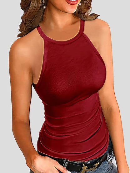 Slim-fit Solid Halter Sleeveless Vest