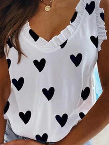 Slim Love Print Pleated Pullover T-shirt - Tank Tops - INS | Online Fashion Free Shipping Clothing, Dresses, Tops, Shoes - 03/06/2021 - Color_Blue - Color_Gray