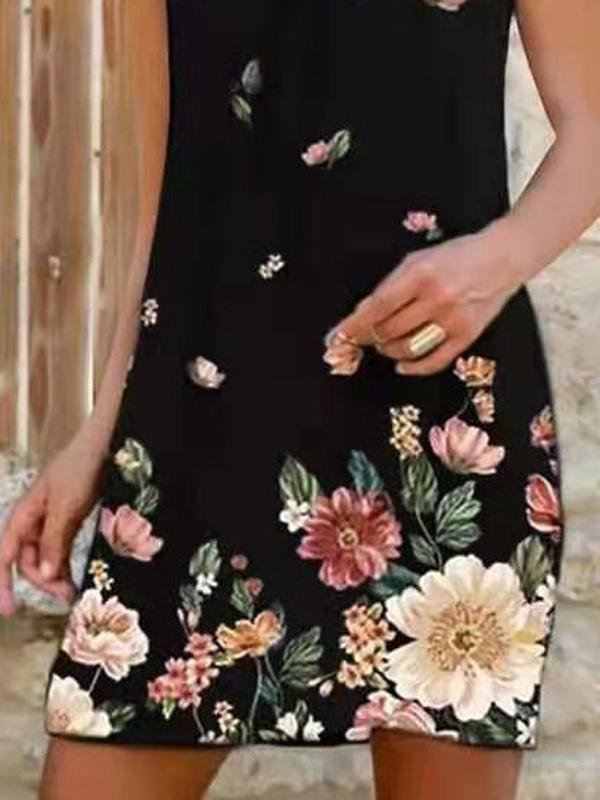 Sling Halter Print Sleeveless Mini Dress - Mini Dresses - INS | Online Fashion Free Shipping Clothing, Dresses, Tops, Shoes - 05/19/2021 - Category_Mini Dresses - Color_Black