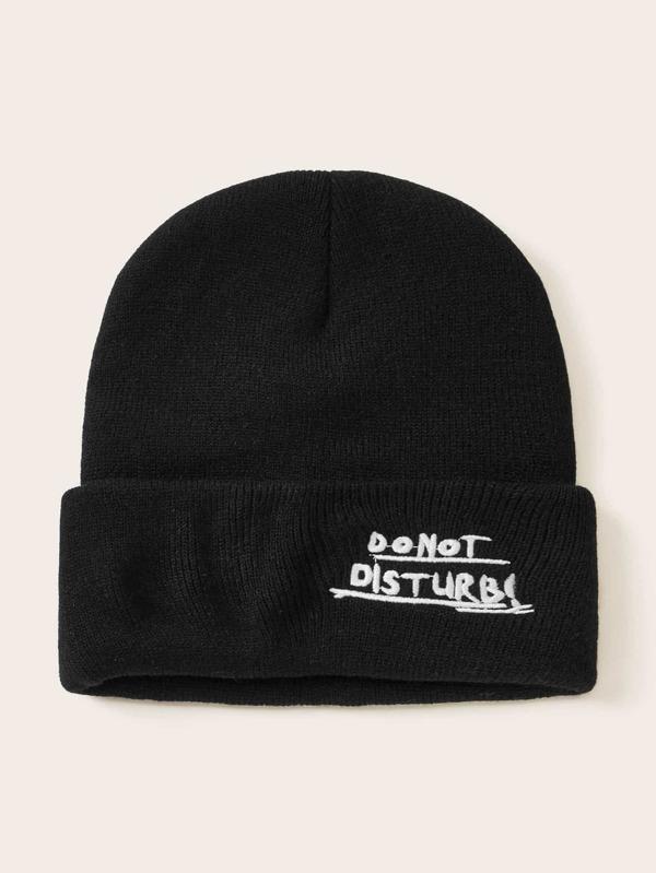 Slogan Embroidery Cuffed Beanie - INS | Online Fashion Free Shipping Clothing, Dresses, Tops, Shoes