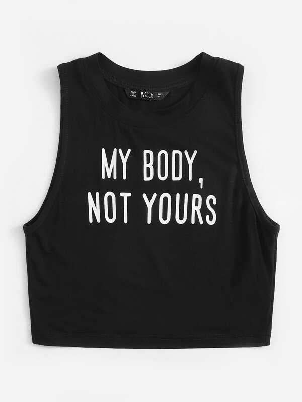 Slogan Graphic Crop Top - INS | Online Fashion Free Shipping Clothing, Dresses, Tops, Shoes