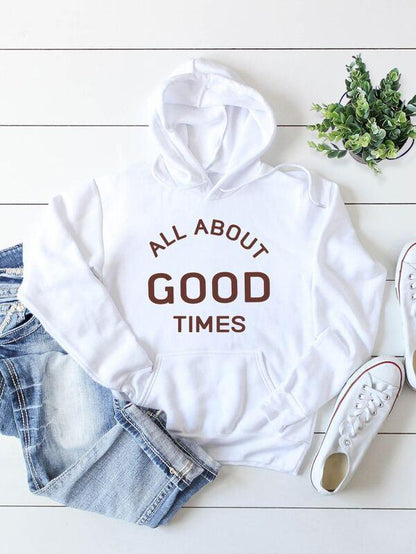 Slogan Graphic Fleece Lined Drawstring Hoodie - INS | Online Fashion Free Shipping Clothing, Dresses, Tops, Shoes