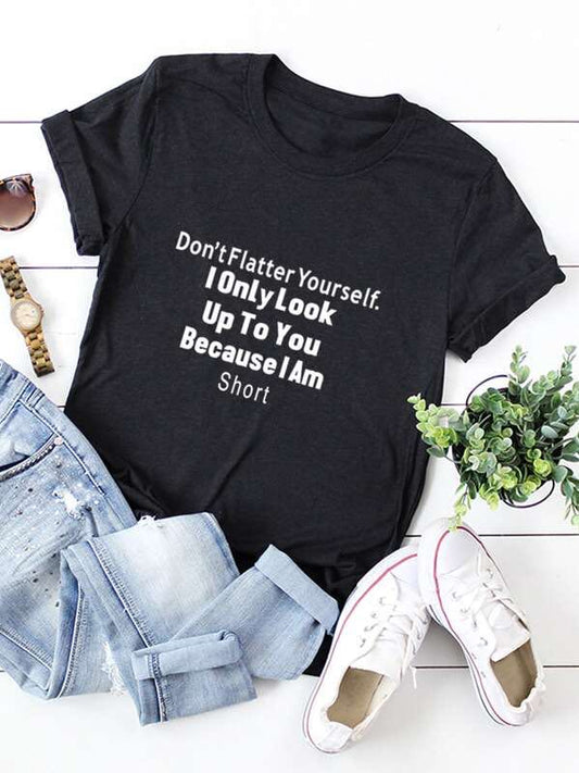 Slogan Graphic Round Neck Tee - INS | Online Fashion Free Shipping Clothing, Dresses, Tops, Shoes