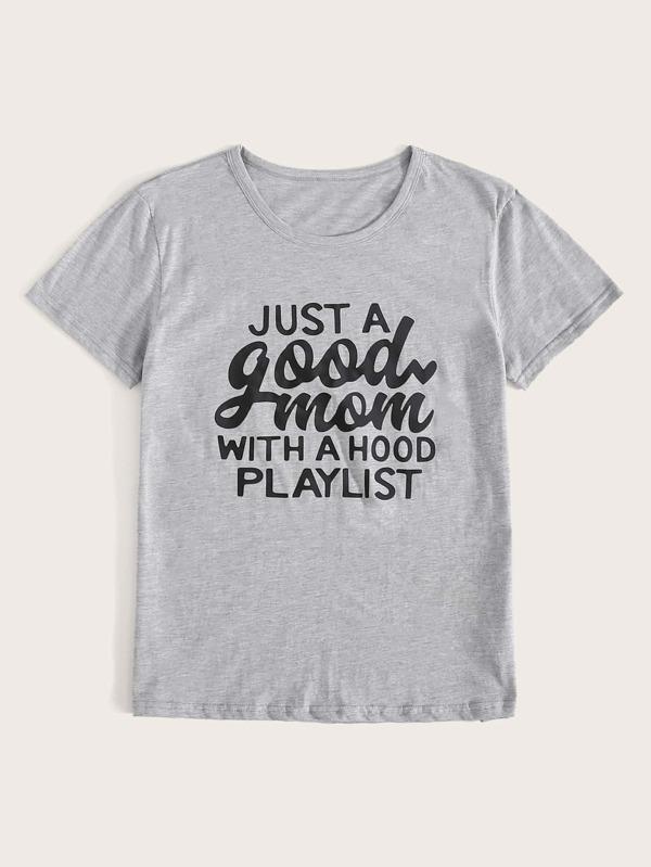 Slogan Graphic Short Sleeve Tee - INS | Online Fashion Free Shipping Clothing, Dresses, Tops, Shoes