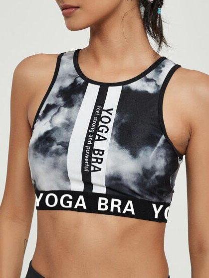 Slogan Graphic Tie Dye Contrast Binding Sports Bra - Activewear - INS | Online Fashion Free Shipping Clothing, Dresses, Tops, Shoes - 02/04/2021 - 0204V3 - Activewear