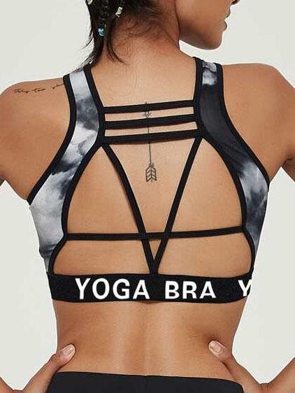 Slogan Graphic Tie Dye Contrast Binding Sports Bra - Activewear - INS | Online Fashion Free Shipping Clothing, Dresses, Tops, Shoes - 02/04/2021 - 0204V3 - Activewear