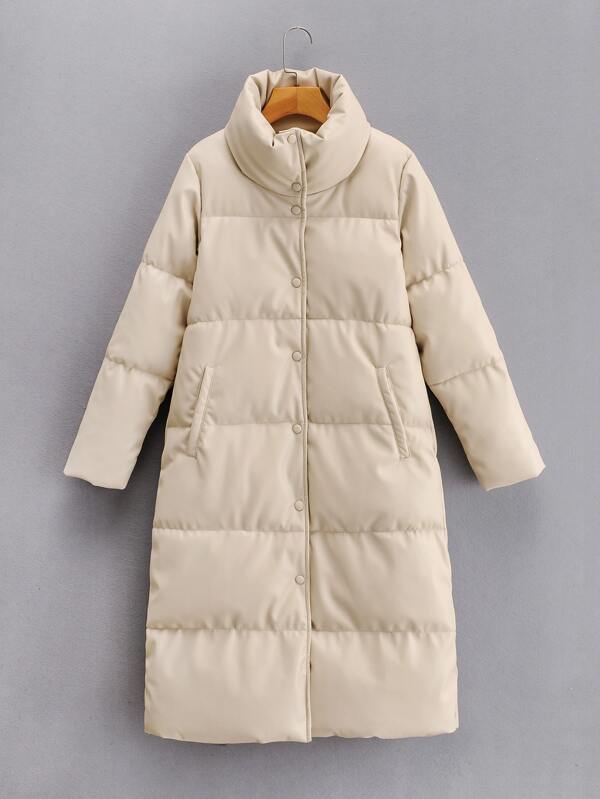 Snap Button Front Puffer Coat - INS | Online Fashion Free Shipping Clothing, Dresses, Tops, Shoes