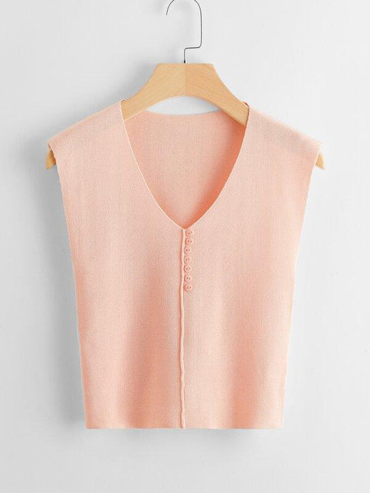 Solid Button Detail Sweater Vest - INS | Online Fashion Free Shipping Clothing, Dresses, Tops, Shoes