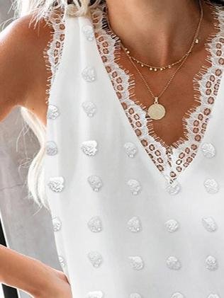 Solid Casual Lace Stitching V Neck Tank Top - Tank Tops - INS | Online Fashion Free Shipping Clothing, Dresses, Tops, Shoes - 20-30 - 21/06/2021 - color-apricot