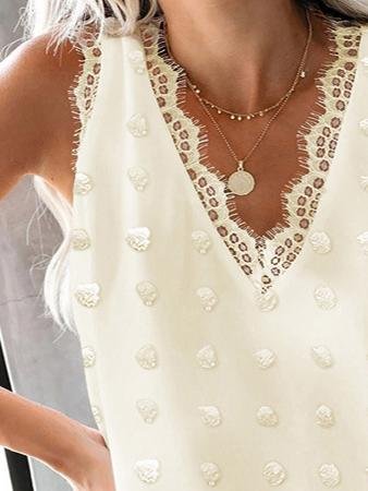 Solid Casual Lace Stitching V Neck Tank Top - Tank Tops - INS | Online Fashion Free Shipping Clothing, Dresses, Tops, Shoes - 20-30 - 21/06/2021 - color-apricot