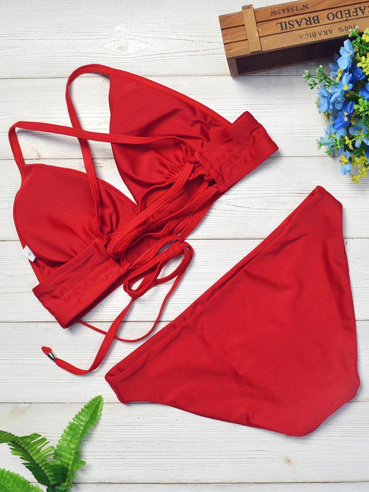 Solid Color Low Waist Strappy Two Piece Swimsuit - Swimsuits - INS | Online Fashion Free Shipping Clothing, Dresses, Tops, Shoes - 06/04/2021 - Beach - Black
