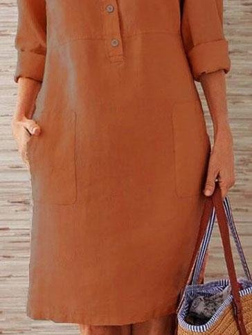 Solid Color Round Neck Long Sleeve Midi Dress - Midi Dresses - INS | Online Fashion Free Shipping Clothing, Dresses, Tops, Shoes - 04/06/2021 - Category_ Midi Dresses - Color_Blue