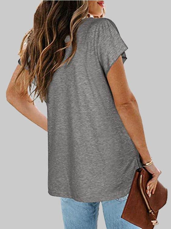 Solid Color Short-sleeved V-neck T-shirt - T-shirts - INS | Online Fashion Free Shipping Clothing, Dresses, Tops, Shoes - 03/06/2021 - Color_Black - Color_Blue