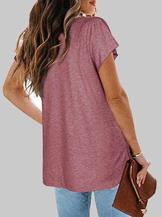 Solid Color Short-sleeved V-neck T-shirt - T-shirts - INS | Online Fashion Free Shipping Clothing, Dresses, Tops, Shoes - 03/06/2021 - Color_Black - Color_Blue
