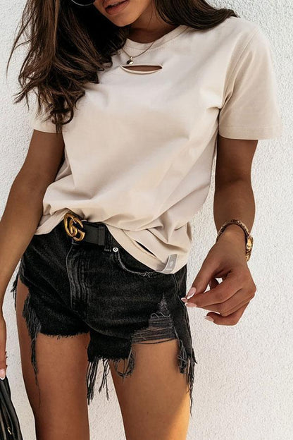 Solid Color Smart Rips T-Shirt - Mx T-shirts - INS | Online Fashion Free Shipping Clothing, Dresses, Tops, Shoes - GMC-Mx-T-shirts - Mx T-shirts - New t-shirts