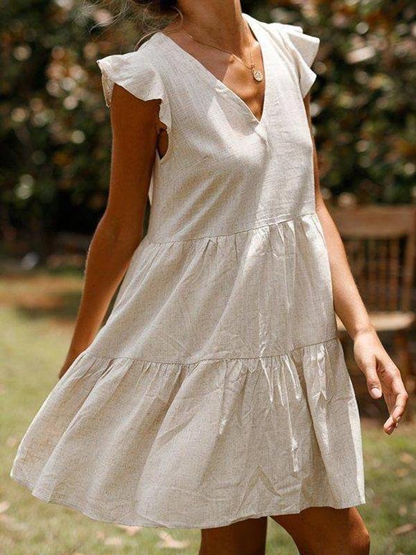 Solid Color Stitching Ruffle Mini Dress - Mini Dresses - INS | Online Fashion Free Shipping Clothing, Dresses, Tops, Shoes - 07/04/20211 - 2XL - Black